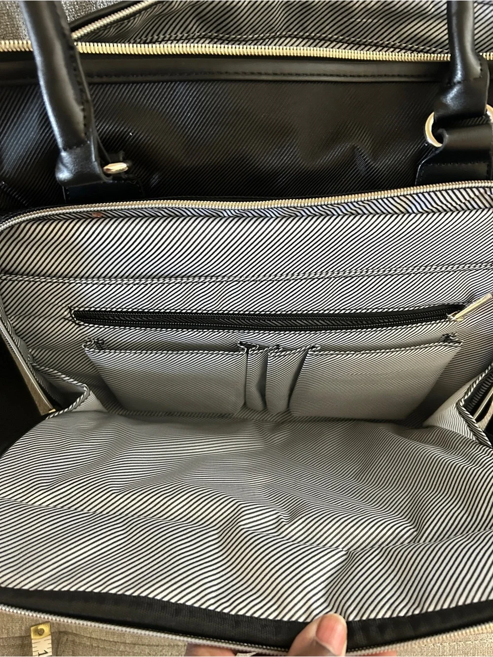 KENNETH COLE REACTION Black Quilted Laptop Tote with Shoulder Strap